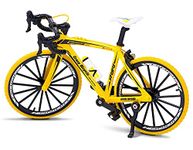 Crazy Bicycle Toys 1:10 Scale【Toy-Miniature】 Die-Cast Zinc Alloy Based Racing Toy Bicycle Fully Working Model,Childrence Gifts【Pack of 1】【Yellow】