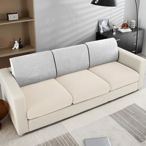 WEYOND Couch Cushion Covers Individual Large Super Stretch Chenille Sofa Cushion Covers, Couch Seat Covers Couch Slipcovers Furniture Protector (Only 3 Piece Seat Cushion Covers, Beige)