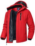 donhobo Men's Waterproof Hiking Jackets,Men Winter Ski Jackets,Outdoor Fleece Walking Jacket Coat Red L