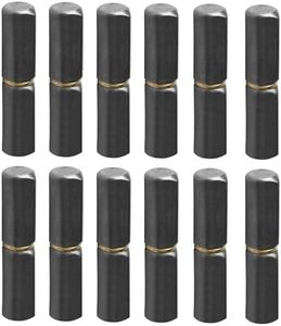 12 Pack Weld On Bullet Hinges- 4" Long 9/16" Diameter, Carbon Steel Weldable Barrel Hinges, Heavy Duty Detachable Gate Door Hinge for Swing Door, Trailer Ramp, Pin OD 8mm