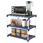 Novatic 3 Layer Multipurpose Plastic Storage Organizer Slim Rack Shelf with Wheels | Slim Slide Out Kitchen Trolley Rack Holder Storage Organizer for Kitchen, Bathroom