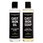 Caron & Doucet - Cast Iron Cleaning & Conditioning Set: Seasoning Oil & Cleaning Soap | 100% Plant-Based | Best for Cleaning, Washing, Restoring & Seasoning Cast Iron Skillets, Pans & Grills! 8oz Each