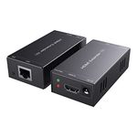 PWAYTEK HDMI Extender 1080p@60Hz, 3D, Over Single Cat5e/Cat6/Cat 7 Cable Full HD Uncompressed Transmit Up to 164 Ft(50m), EDID and POC Function Supported (Transmitter and Receiver)