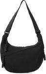 VOSTEVAS Crossbody Bag for Women Men Crescent Shoulder Bag Nylon Hobo Purse Multi-Pocket Sling Bag Dumpling Bag (Black)