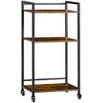 HOMCOM 3-Tier Printer Stand, Utility Cart, Rolling Trolley with Adjustable Shelves with Lockable Wheels for Home Office, Rustic Brown