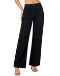 roswear Women's Wide Leg Jeans High Waisted Stretchy Y2k Baggy Jeans Tummy Control Trouser Jeans, Black, M