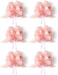 Gjinxi 6 PCS Large Pull Bows Gift Wrap Pull Bows 6 Inches Wedding Ribbon Bows Chiffon Pink Flower Boxes Decoration Bouquets Present Supplies Fit Hairstyle Crafts DIY Christmas Party Birthday Wedding