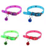 THE DDS STORE Adjustable Multiple Colors Paw Print Pet Dog Rubber Silicone Cat Collar with Bell Puppy Collar Training Collar -Color May Vary