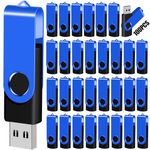 EASTBULL Flash Drive Bulk 2GB USB 100 Pack with Lanyards USB 2.0 Thumb Drive Bulk Memory Stick Swivel Pen Drive for Storage and Backup 2 GB 100 Pack, Blue