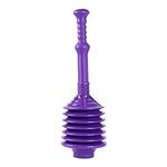 JS Jackson Supplies Professional Bellows Accordion Toilet Plunger, Thrust Plunge Removes Heavy Duty Clogs from Clogged Bathroom Toilets, Power Plungers, Jackson Parent (Purple)