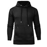 Thexact Unisex Classic Hooded Sweatshirt Plain Casual Men Women Hoodie Fleece Pullover Hood Kangaroo Pocket (UK, Alpha, S, Regular, Regular, Black)