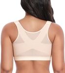 HACI Women's Front Closure Posture Bra Full Coverage Back Support Wireless Comfy Unpadded(Beige,38B)
