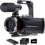 Dumjug 4K Video Camera Camcorder, 64MP UHD Vlogging Dual Camera for YouTube, 21X Digital Zoom IPS Screen Vlog Camera with External Microphone, Stabilizer, Remote, 2 Batteries, Remote, Memory Card