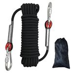 Outdoor Climbing Rope, Diameter 10mm Outdoor Static Rock Climbing Rope, Safety Rope for Escape, Fire Rescue, Ice Climbing, Parachute, Tree Climbing (Black, 10m)