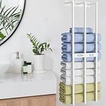 Wall Mounted Towel Rack, Stainless Steel Bathroom Towel Holder with 3 Bar Rail Rolled Tower Rack Storage Organizer Metal Washcloths Shelf for Rolled Hand Towel Washcloths Laundry(White)