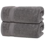 Quick-Dry, Soft & High Absorbent Bath Towels 35"x70" Cotton Turkish Bath Towel Set of 2 | Daily Use 100% Cotton Towels for Bathroom, Gym & More | Bathroom Towels Set (2 Pcs, Grey)