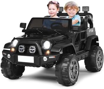 GYMAX 2-Seater Kids Ride on Car, 12V Battery Powered Toy Car with Remote Control, Lights, Music, USB/TF/AUX, High/Low Speed, Slow Start & Storage Space, Children Electric UTV for 3 Years Old+ (Black)