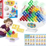 48 Pcs Tetra Tower Balance Stacking Blocks Game, Board Games for 2 Players+ Family Games, Parties, Travel, Kids & Adults Team Building Blocks Toy