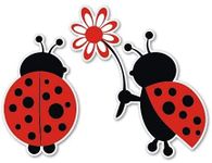 WSQ Ladybug Love Cute Flower Vinyl Sticker Decal - 6 x 4 Inches - for Car Truck SUV Van Window Bumper Wall Laptop Tablet Cup Tumbler Luggage and Any Smooth Surface