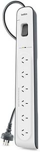 Belkin 6-Outlet Surge Protection Strip with 2M Power Cord, White/Grey, (BSV603au2M)