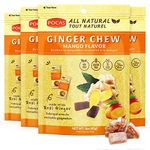 Pocas Mango Ginger Chews - Sweet and Zesty Ginger Chew, Individually Wrapped Low-Calorie Snacks, Ginger Candy Made with Pure Cane Sugar, 3 Oz Ea (Pack of 4)