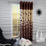 Home Sizzler 1 Piece Eyelet Polyester Door - 7ft Curtain, Brown