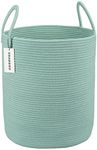 XUANGUO Cotton Rope Laundry Basket Hamper for Clothes Woven Storage Basket for Living Room Bedroom Boho Tall Rope Baskets for Blanket Toys Pillow Towels Baby Nursery Hamper Bin Large light green