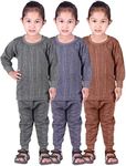 Mahi Fashion Round Neck Baby Thermal Suit Top & Pajama Set for Baby Boys & Baby Girls Pack of 3 (Baby Kids Thermal) (3 Years-4 Years) Multicolour