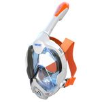 SEAC Magica, Full Face Antifog Snorkelling Mask with Soft Facial Skirt in 4 Sizes, Exhalation Valve and Dry Snorkel Top, XS/S, white/orange