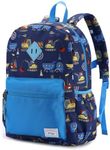 Kasqo Toddler Kids Backpack, Little Boys' Water Resistant Lightweight Preschool Daycare Daypack Bookbag with Chest Strap Blue Cars