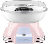 GOURMETmaxx Candy floss machine for home | The original with 10 sticks & measuring spoon in nostalgic retro design | Candy floss for children's parties, birthdays [pink]