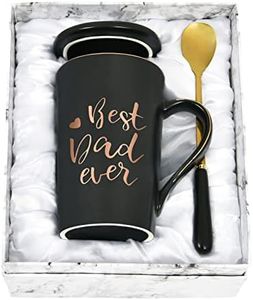 Joymaking Tazza da caffè con scritta "Best Dad Ever", regalo per festa del papà, compleanno, Natale, per la festa del papà, da figlia, figlio, bambino, tazza da caffè in ceramica, nera, 400 ml