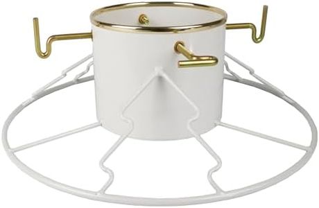 Yard Butler Santa's Helper Christmas Tree Stand - Heavy-Duty Christmas Tree Stand - Metal Stand Base for Live Christmas Tree - Durable & Weighted Christmas Tree Base - for 3–6' Trees - White