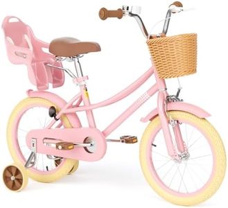 Glaf Girls Bike with Training Wheels and Basket Kids Bike for Girls Boys Age 2-12 Years Toddlers Bicycle with Bell Adjustable Seat Handlebar (16 Inch with Training Wheels, Pink)