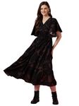 Sheetal Associates Women's Maxi Geometric Print Crepe Flared Sleeve Casual Dress Black