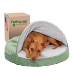 FurHaven 26" Round Memory Foam Dog Bed Microvelvet Snuggery w/Removable Washable Cover - Sage, 26-inch