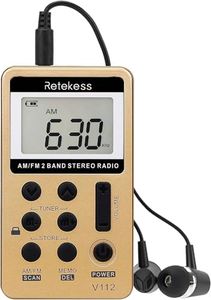 Retekess V112 Mini Radio FM de Poche,Radio Portable,FM AM,Rechargeable Walkman,Réveill,Prise Casque,d'Extérieur,Convient pour la Course à Pied,de Sport,la Randonnée,Le Camping(Jaune)