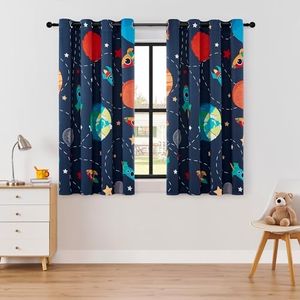 BOHOMOCASA Kids Space Themed Blackout Curtains - Perfect for Bedroom and Nursery, Spark Kids Imagination with Vibrant Cosmos Designs, 2 Panels (Space, W52×L63)