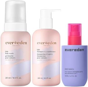 Evereden Kids Shampoo and Conditioner 2 in 1, Kids Body Wash set and Detangling Spray | Gentle and Clean Skin Care | Non-toxic Ingredients | Cool Peach scent
