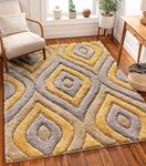 Ansar Carpet Handmade 3D Edge Collection Microfiber & Polyester Silk Touch Rugs (Yellow, 8 X 10 Feet)