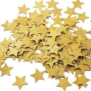 MOWO Glitter Five Stars Confetti Wedding Party Decor and Table Decor, 1.2’’ in Diameter (Glitter Gold,200pc)