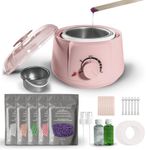 Waxing Kit, Wax Pot for Hair Removal, Wax Heater Kit for Waxing Professional, 5 Packs Wax Beads and 20 Applicator Sticks, Painless Waxing Machine for Full Body Waxing(Pink)