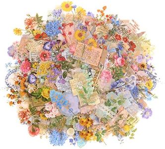 Lychii Scrapbooking Adesivi, 180 Pezzi Adesivi Decorativi in PVC con Piante e Fiori Naturali, Adesivi Colla Design Vintage per Album Artigianali, Pianificatore Calendario, Arti Fai da Te