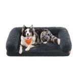 Feandrea Fluffy Large Dog Bed, XL Orthopedic Dog Sofa Bed for Medium and Large Dogs, Egg Crate Foam Pet Bed Pet Couch with Sides and Removable Washable Cover, 106 x 80 x 23 cm, Dark Grey PGW233G01