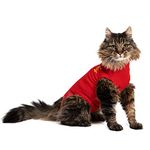 MPS Medical Pet Shirt Cat, Surgery Recovery Suit, Red, Small