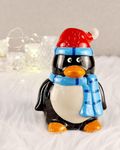 SATYAM KRAFT 1 Piece Ceramic Penguin Design Showpiece, Figurines for Rupees Savings - Coin Storage Tip Box Ideal for Kids and Adults - Money Kilona Pikibank ATM Coinbox (Pack of 1) (Red)