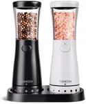 Electric Salt and Pepper Grinder Set with Storage Base, Stainless Steel Rechargeable Salt and Pepper Grinder Set with 4.5 oz Large Capacity, 1.8" Wide Mouth, Adjustable Coarseness, Ideal for Kitchen