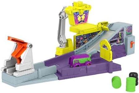 Fisher-Price DC Batwheels Toy Car Playset, Legion of Zoom Launching HQ with Ramp & Launcher Plus Prank The Joker Van, Ages 3+ Years, HNP07