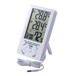 JZK TA298 Digital LCD indoor and outdoor temperature hygrometer temperature & humidity monitor meter gauge for home or office, white