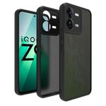 RIGGEAR Shockproof Sleek Hybrid Armor Back Cover Case Compatible with iQOO Z9 5G (Smoke Black Matte PC + Black TPU Bumper)